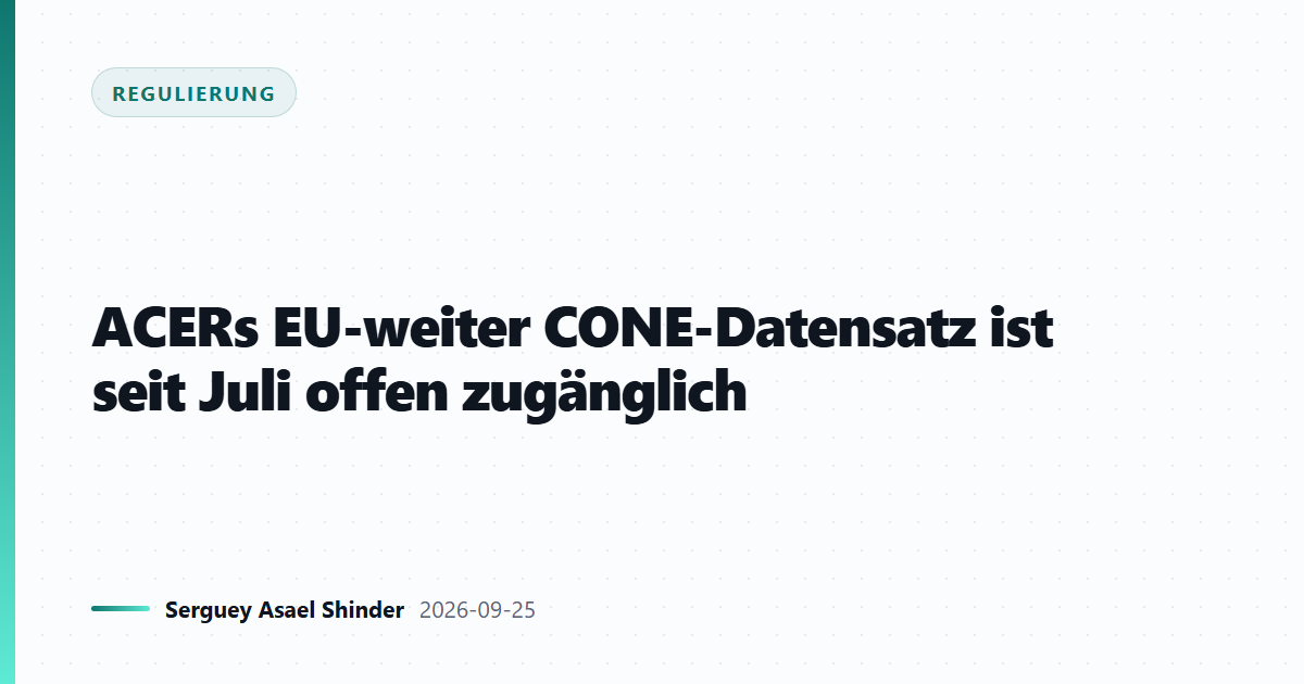 ACERs EU-weiter CONE-Datensatz ist seit Juli offen zugänglich