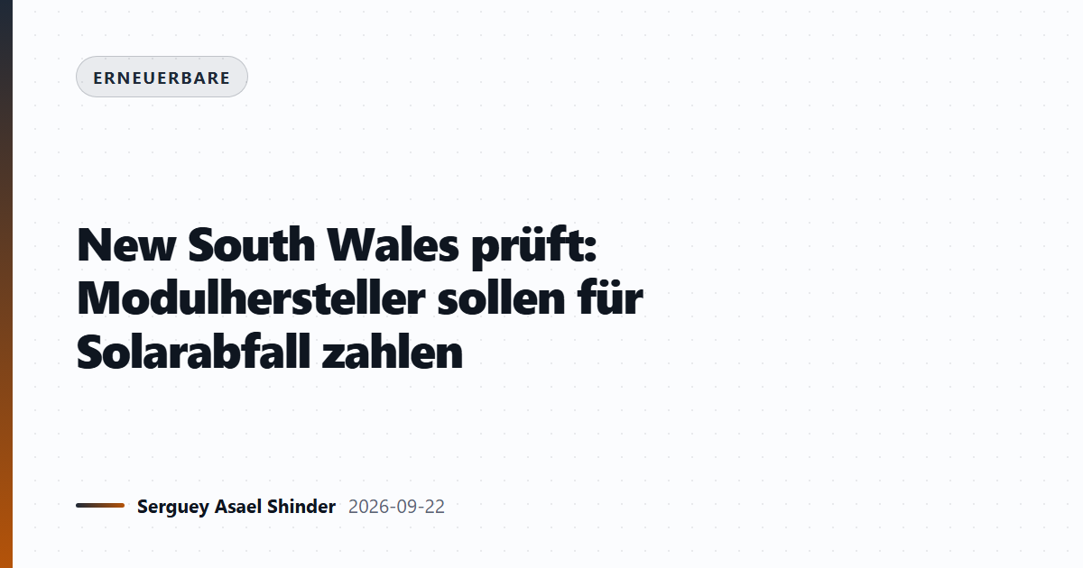 New South Wales prüft: Modulhersteller sollen für Solarabfall zahlen