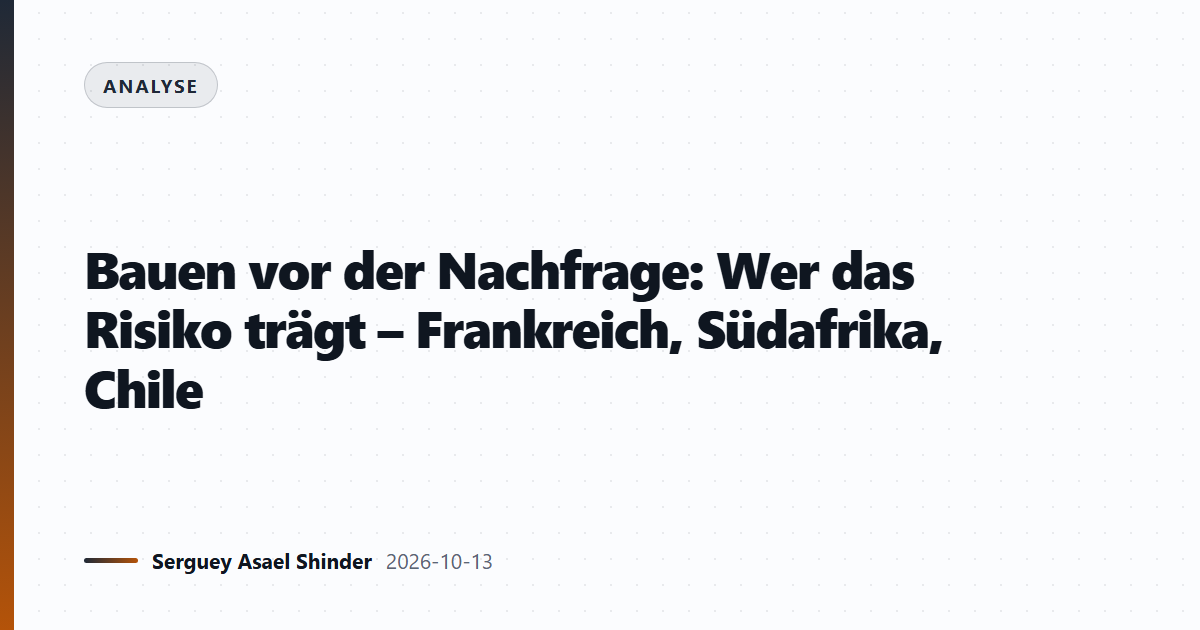 Bauen vor der Nachfrage: Wer das Risiko trägt – Frankreich, Südafrika, Chile