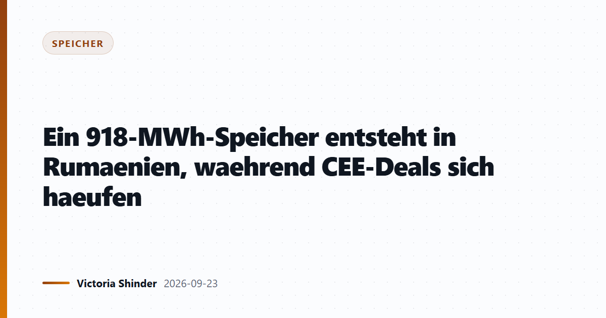 Ein 918-MWh-Speicher entsteht in Rumaenien, waehrend CEE-Deals sich haeufen