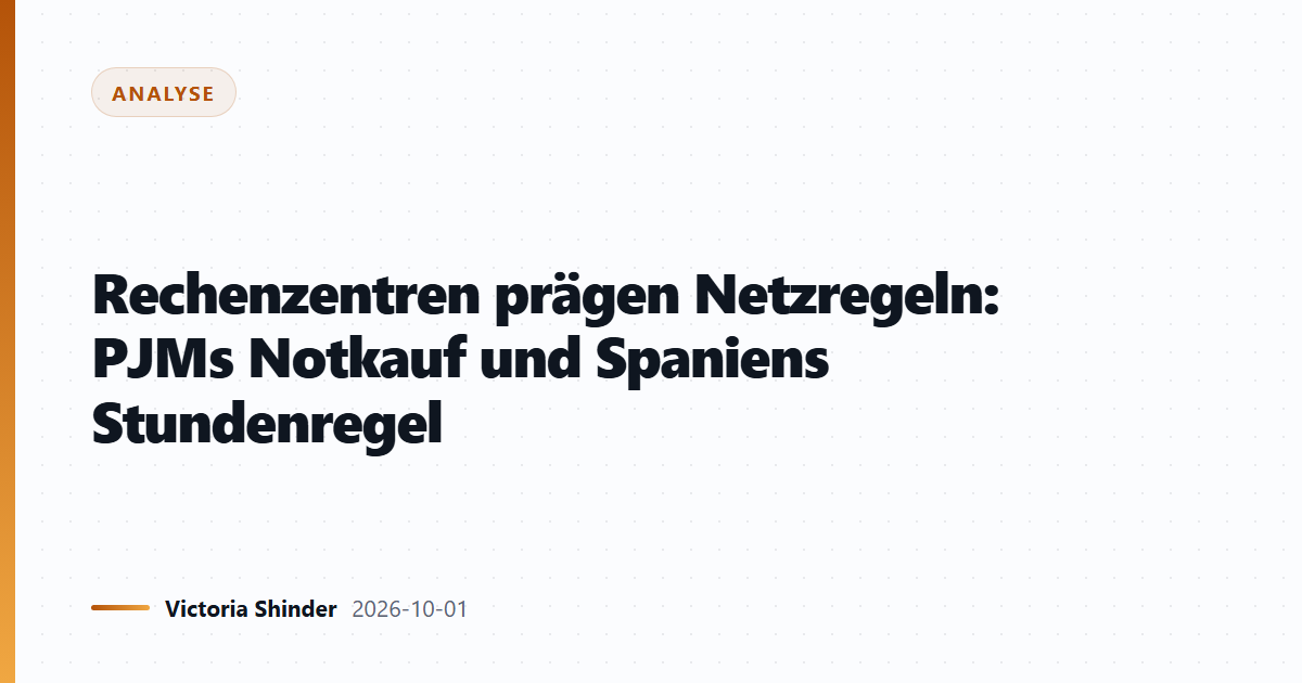 Rechenzentren prägen Netzregeln: PJMs Notkauf und Spaniens Stundenregel