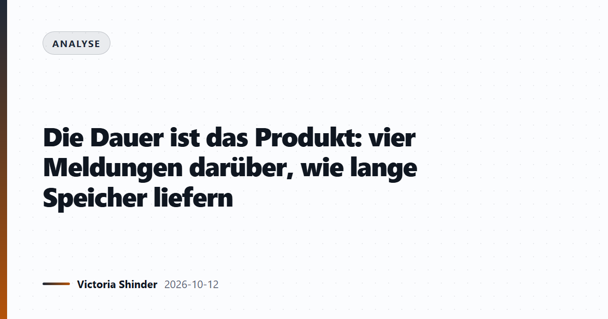 Die Dauer ist das Produkt: vier Meldungen darüber, wie lange Speicher liefern