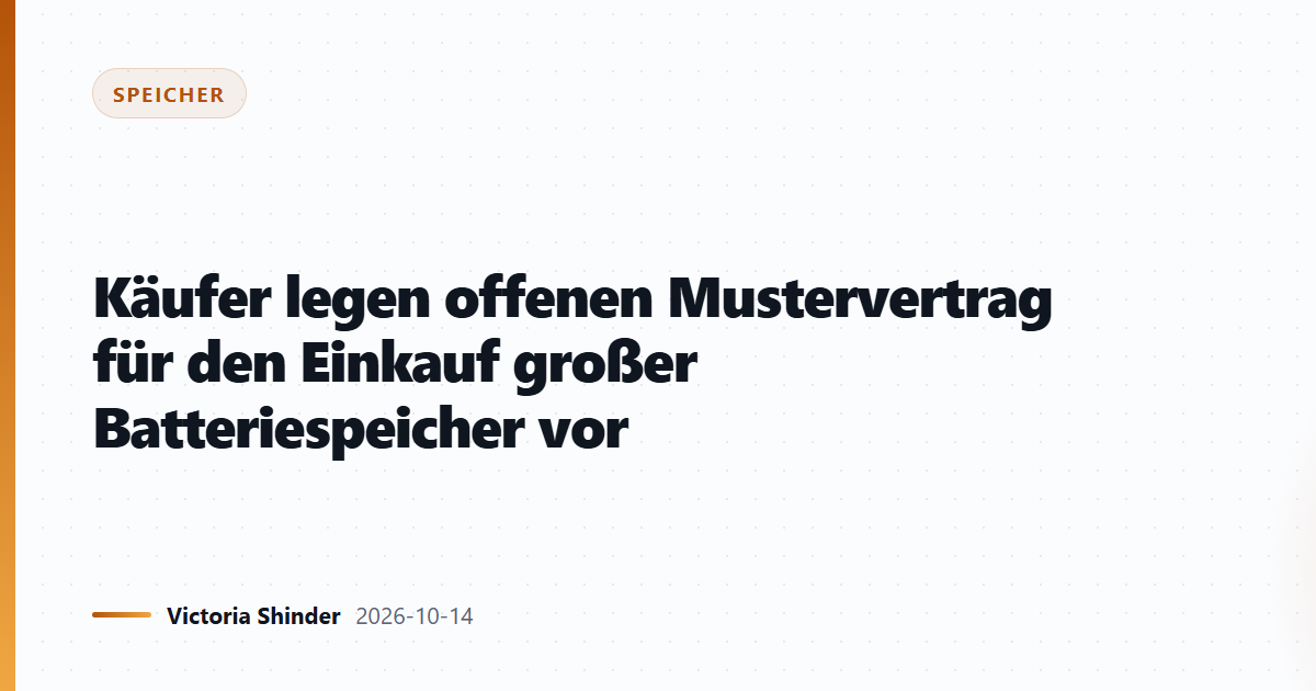 Käufer legen offenen Mustervertrag für den Einkauf großer Batteriespeicher vor