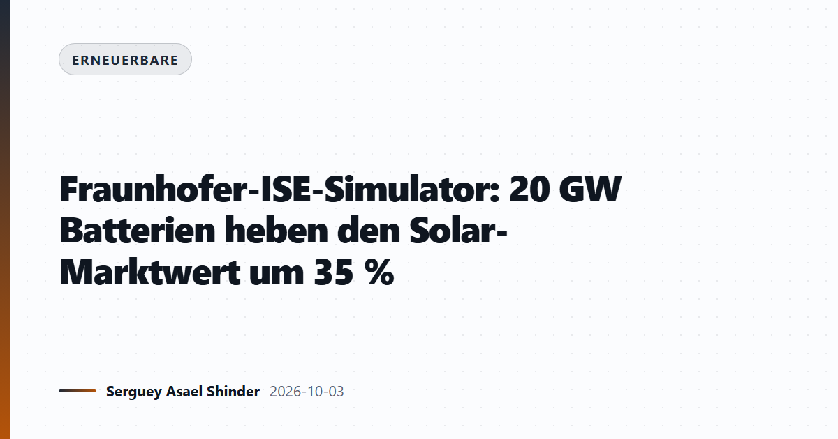 Fraunhofer-ISE-Simulator: 20 GW Batterien heben den Solar-Marktwert um 35 %