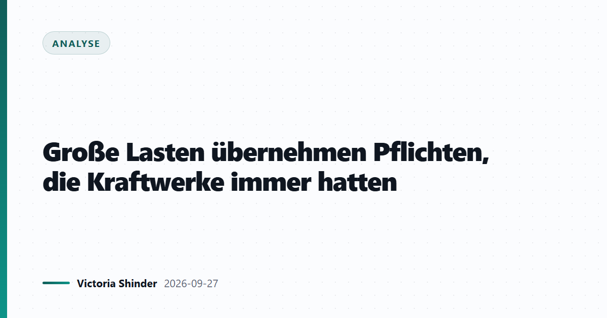 Große Lasten übernehmen Pflichten, die Kraftwerke immer hatten