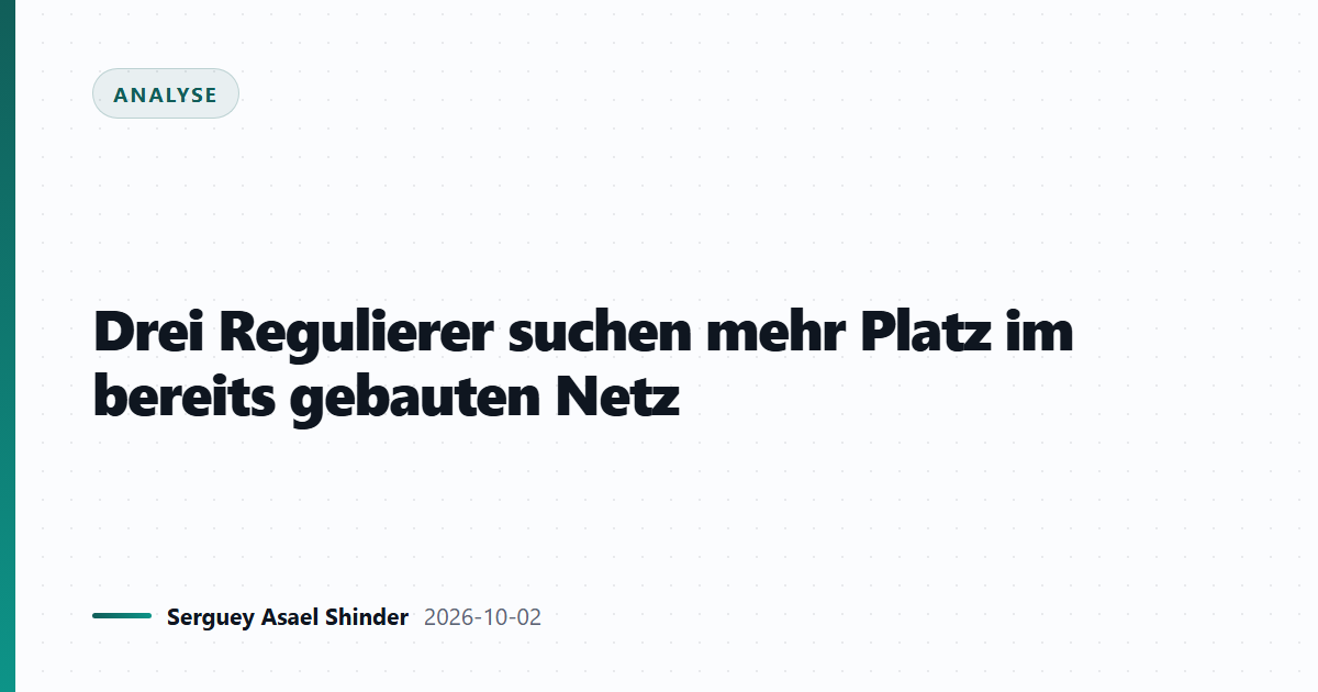 Drei Regulierer suchen mehr Platz im bereits gebauten Netz