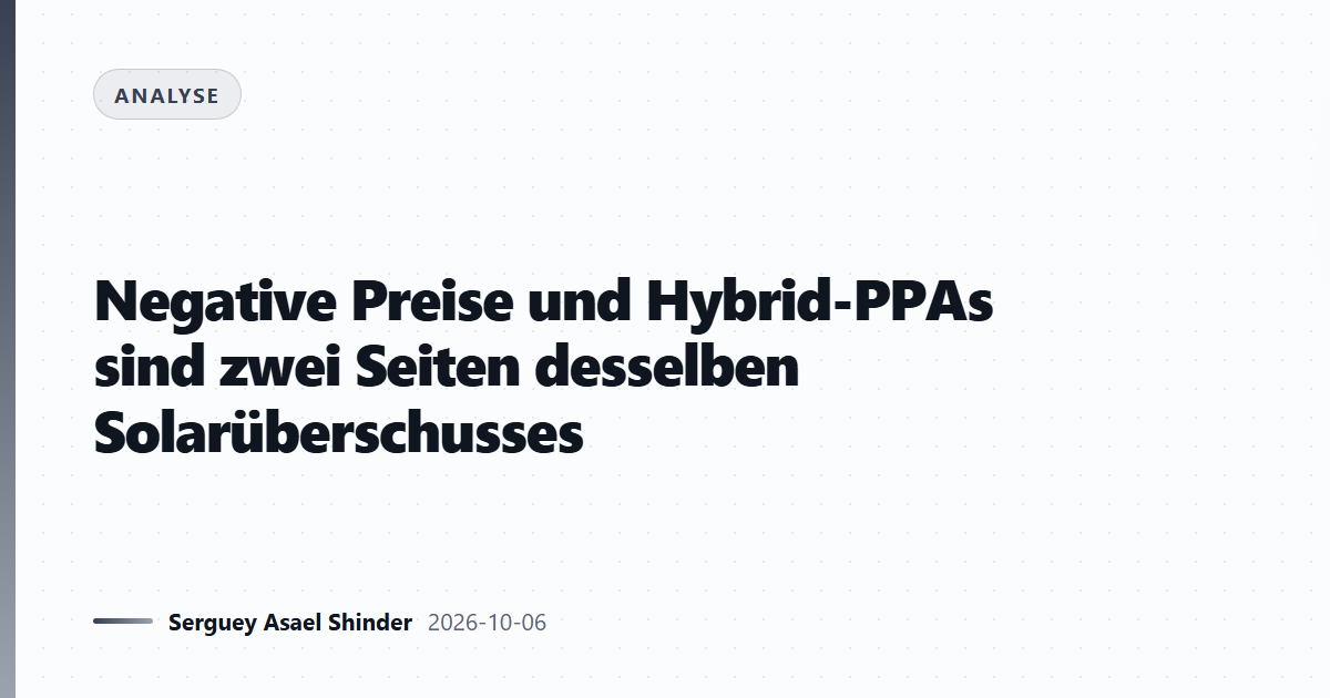 Negative Preise und Hybrid-PPAs sind zwei Seiten desselben Solarüberschusses