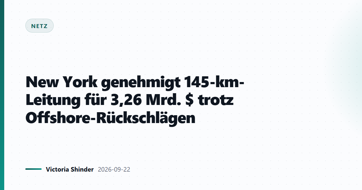 New York genehmigt 145-km-Leitung für 3,26 Mrd. $ trotz Offshore-Rückschlägen