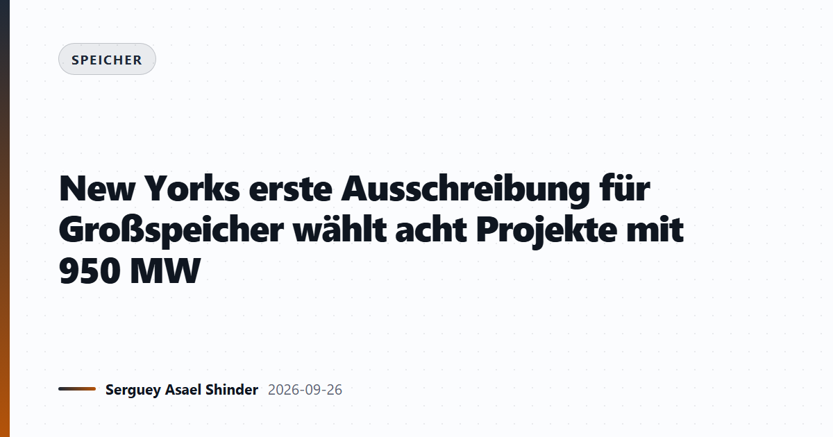 New Yorks erste Ausschreibung für Großspeicher wählt acht Projekte mit 950 MW