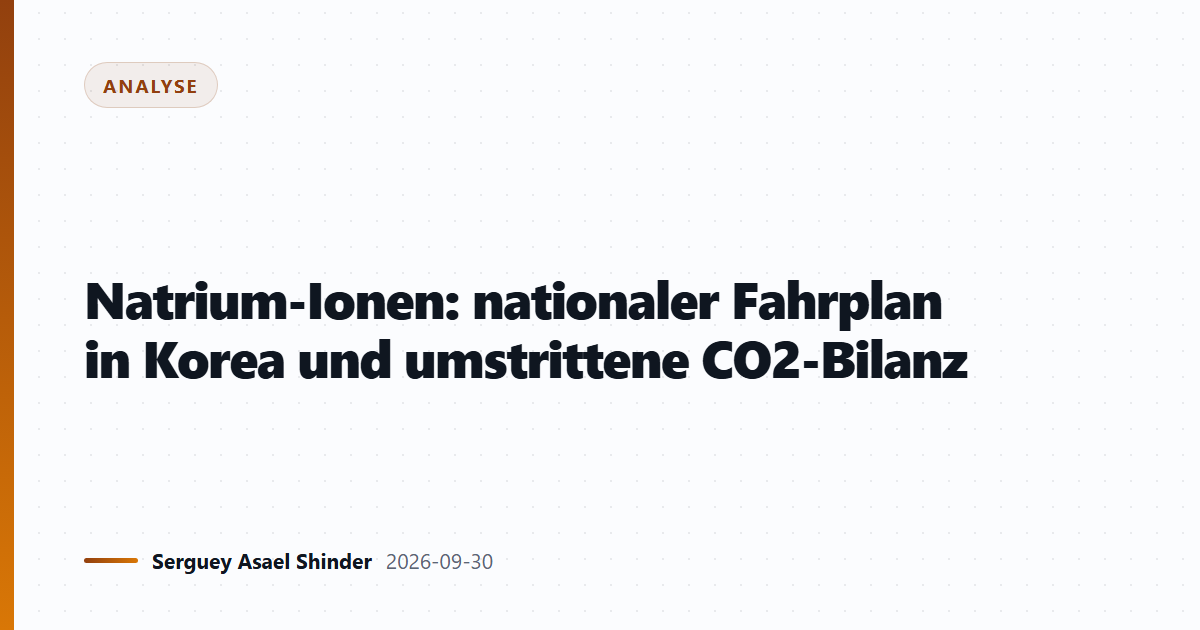 Natrium-Ionen: nationaler Fahrplan in Korea und umstrittene CO2-Bilanz