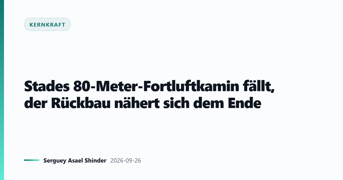 Stades 80-Meter-Fortluftkamin fällt, der Rückbau nähert sich dem Ende