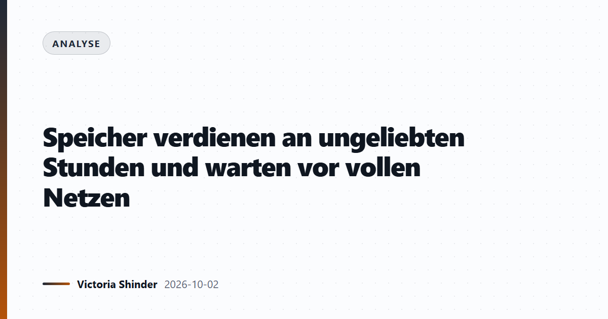 Speicher verdienen an ungeliebten Stunden und warten vor vollen Netzen