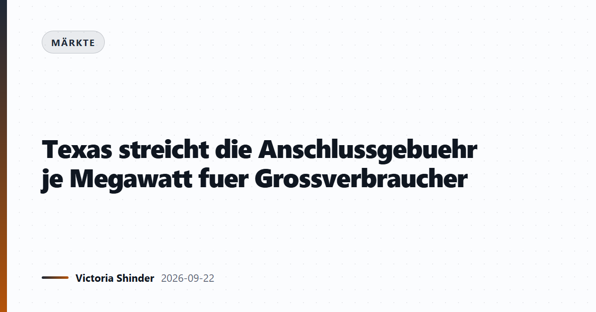 Texas streicht die Anschlussgebuehr je Megawatt fuer Grossverbraucher