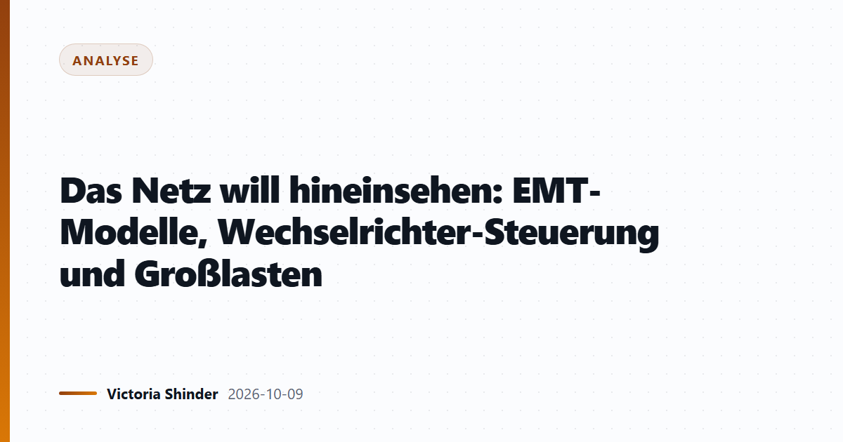 Das Netz will hineinsehen: EMT-Modelle, Wechselrichter-Steuerung und Großlasten