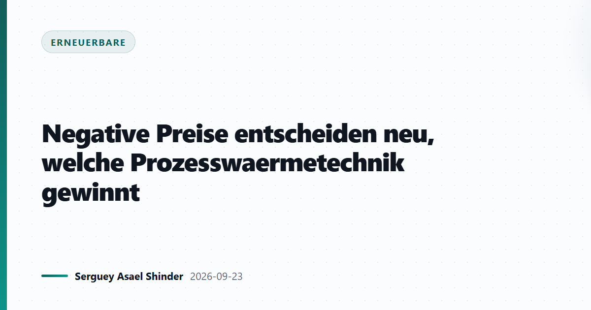 Negative Preise entscheiden neu, welche Prozesswaermetechnik gewinnt