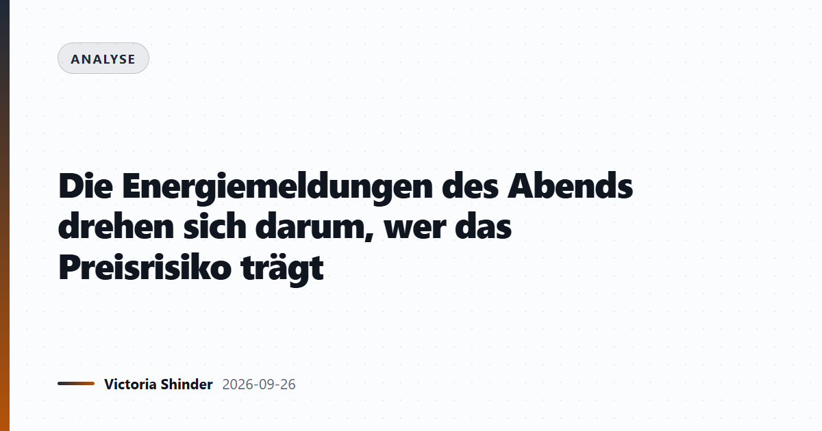 Die Energiemeldungen des Abends drehen sich darum, wer das Preisrisiko trägt