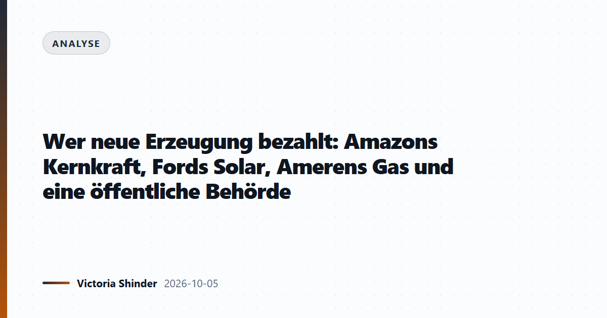 Wer neue Erzeugung bezahlt: Amazons Kernkraft, Fords Solar, Amerens Gas und eine öffentliche Behörde