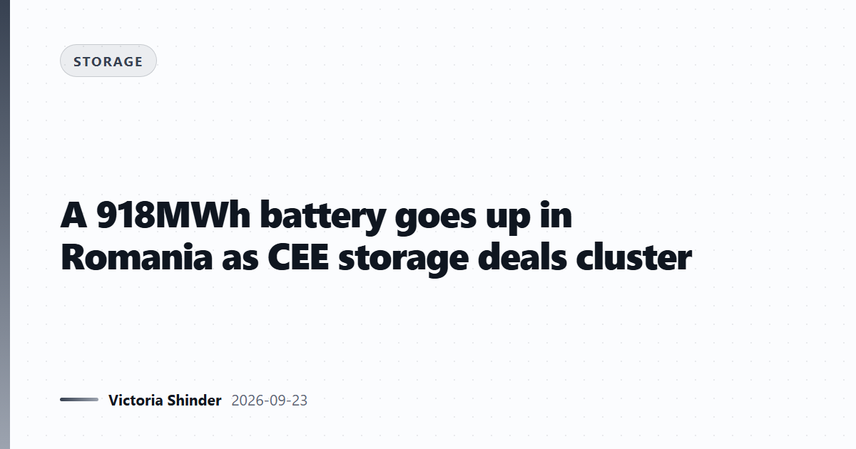 A 918MWh battery goes up in Romania as CEE storage deals cluster