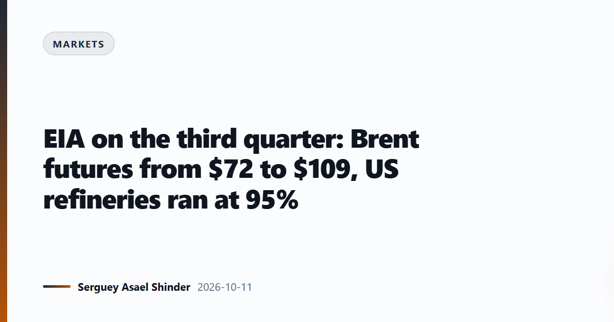 EIA on the third quarter: Brent futures from $72 to $109, US refineries ran at 95%