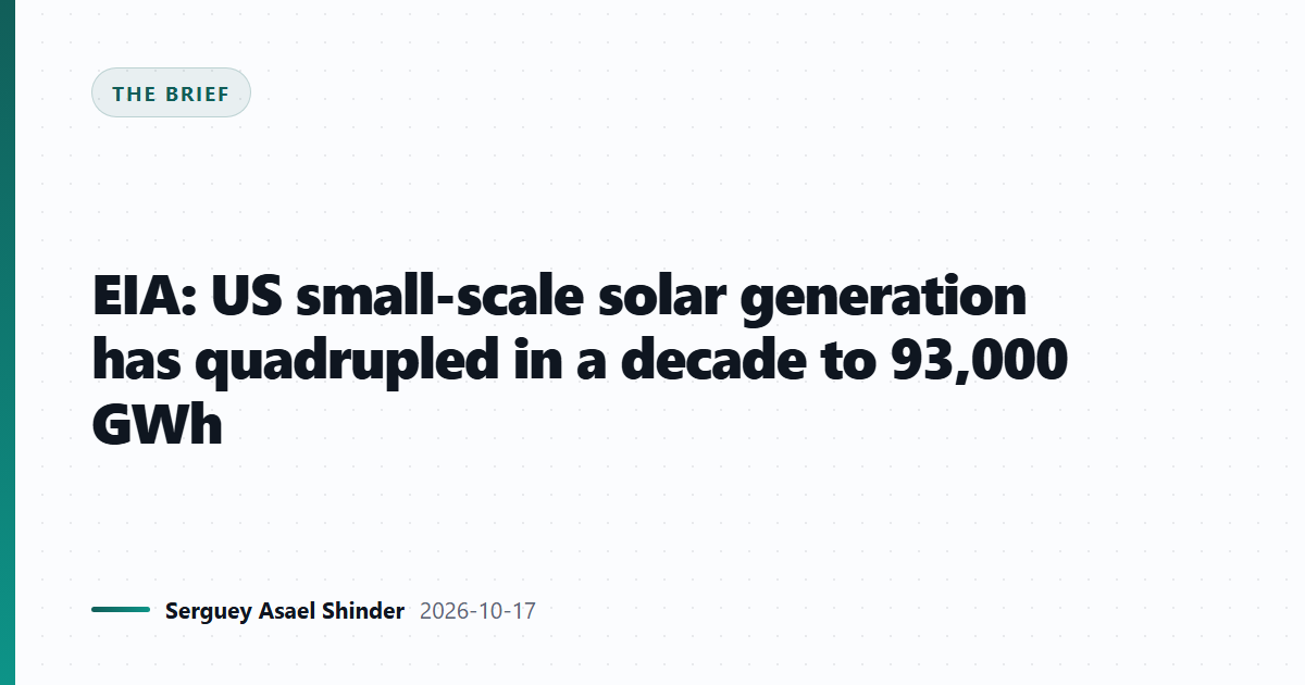 EIA: US small-scale solar generation has quadrupled in a decade to 93,000 GWh