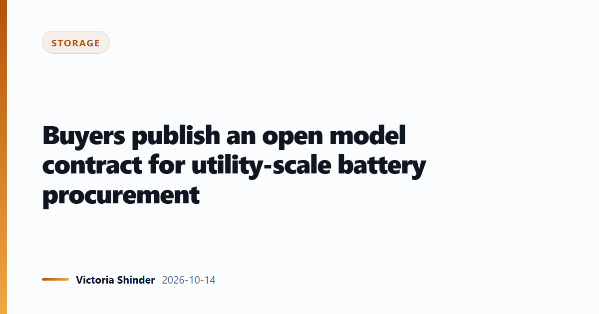Buyers publish an open model contract for utility-scale battery procurement