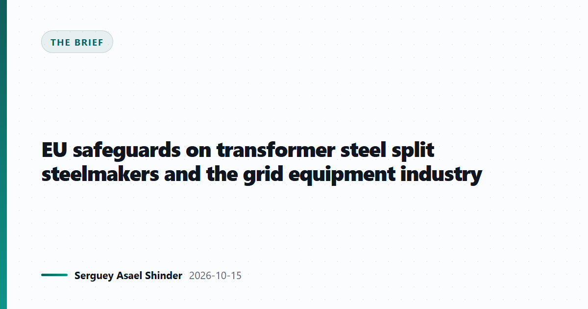 EU safeguards on transformer steel split steelmakers and the grid equipment industry