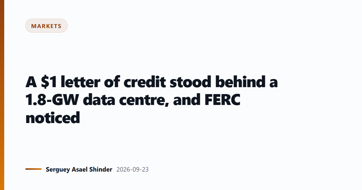 A $1 letter of credit stood behind a 1.8-GW data centre reservation