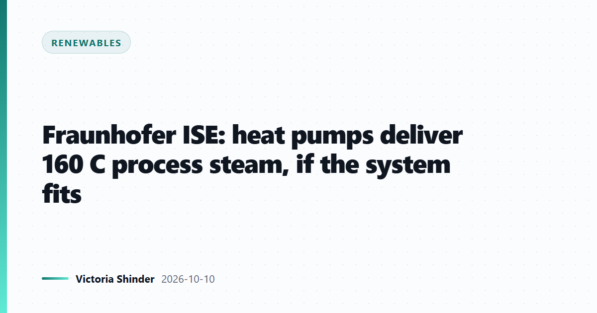 Fraunhofer ISE: heat pumps deliver 160 C process steam, if the system fits