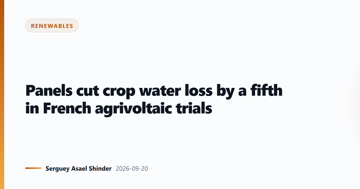 Panels cut crop water loss by a fifth in French agrivoltaic trials