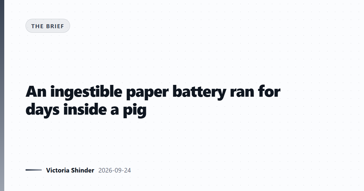 An ingestible paper battery ran for days inside a pig