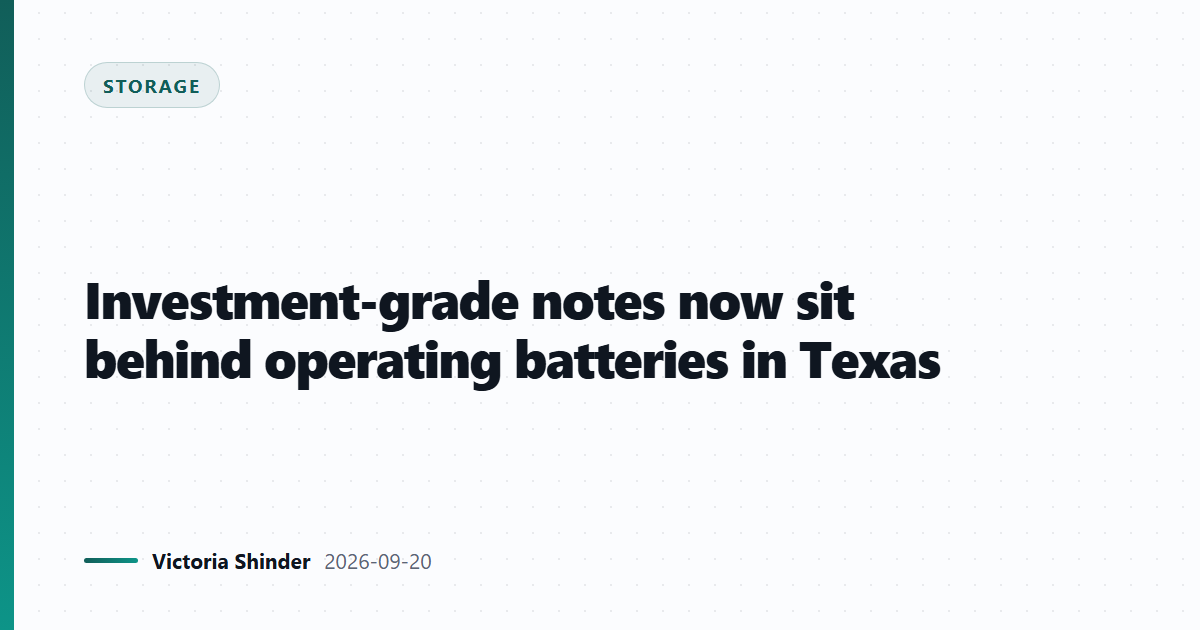 Investment-grade notes now sit behind operating batteries in Texas