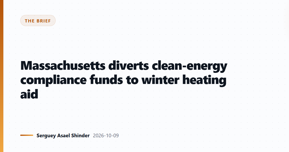 Massachusetts diverts clean-energy compliance funds to winter heating aid