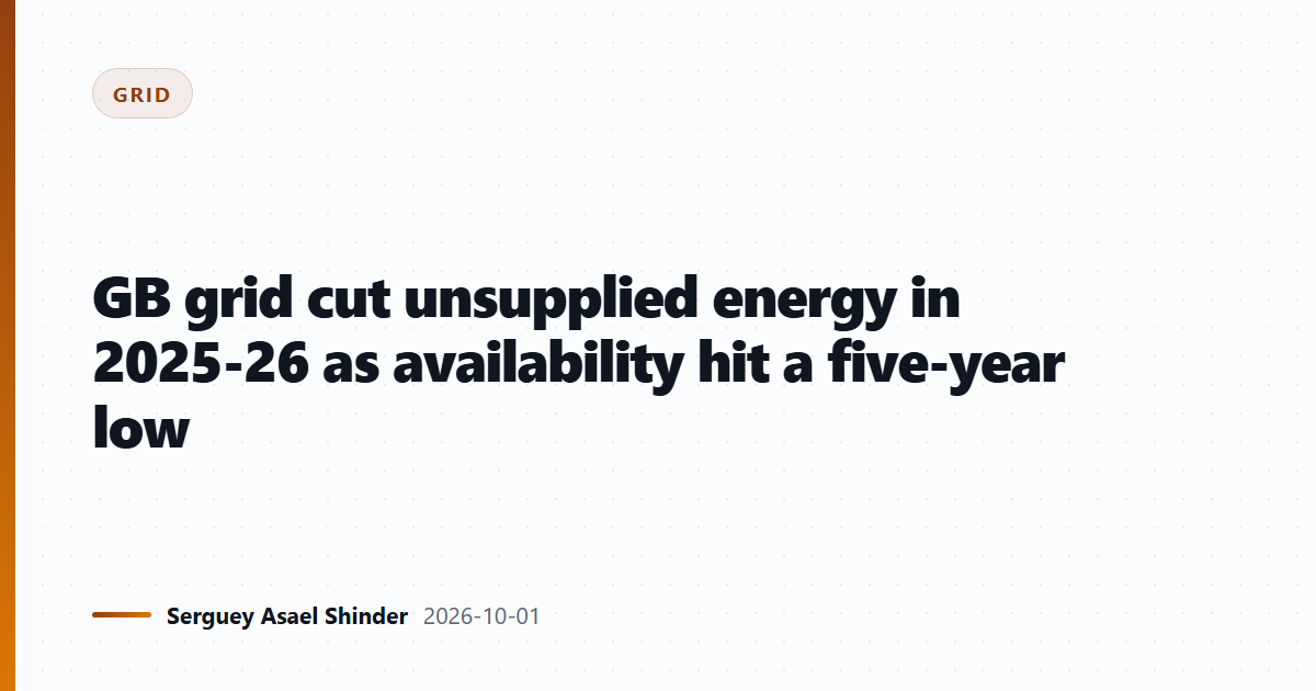 GB grid cut unsupplied energy in 2025-26 as availability hit a five-year low