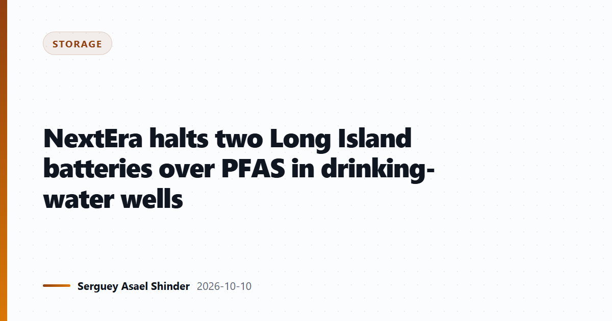 NextEra halts two Long Island batteries over PFAS in drinking-water wells