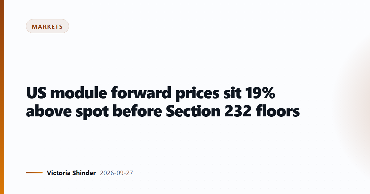 US module forward prices sit 19% above spot before Section 232 floors