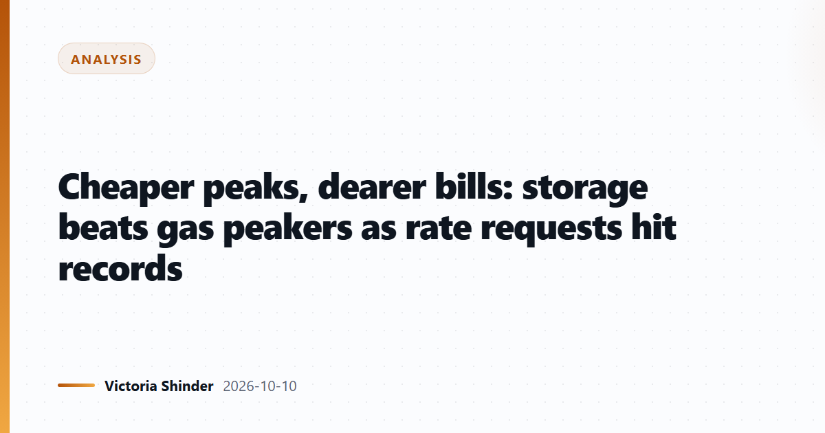Cheaper peaks, dearer bills: storage beats gas peakers as rate requests hit records