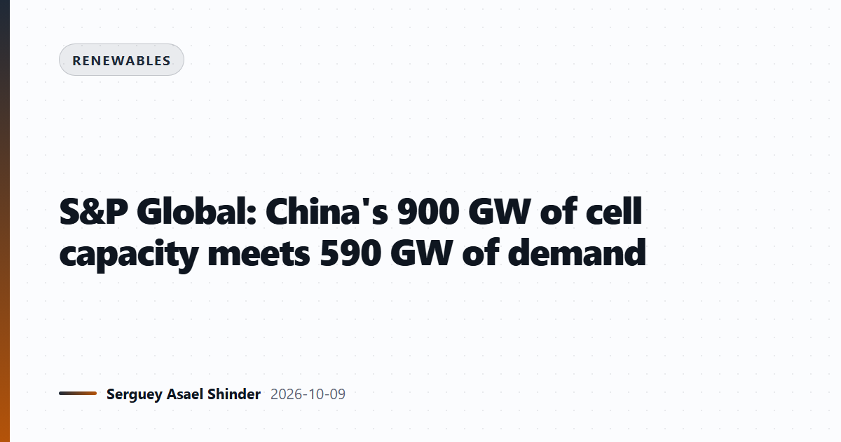 S&P Global: China's 900 GW of cell capacity meets 590 GW of demand