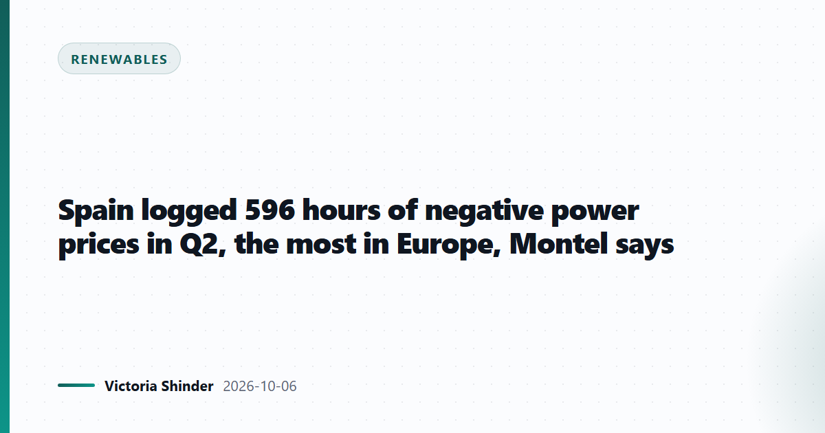 Spain logged 596 hours of negative power prices in Q2, the most in Europe, Montel says
