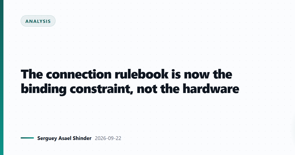 The connection rulebook is now the binding constraint, not the hardware