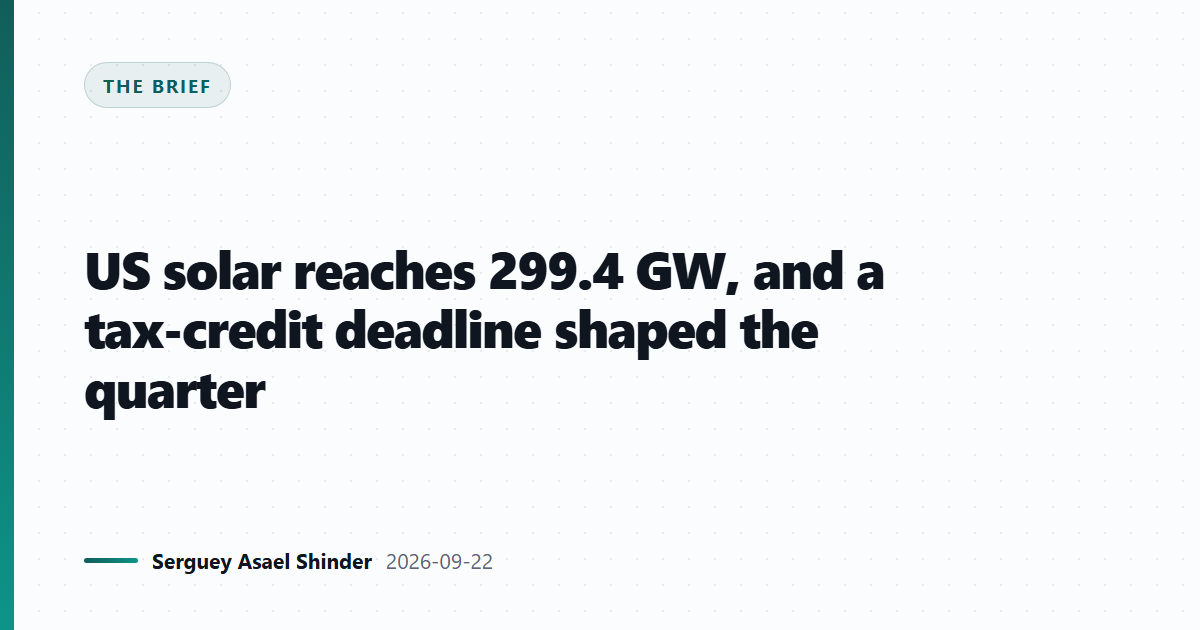 US solar reaches 299.4 GW, pulled forward by a tax-credit deadline