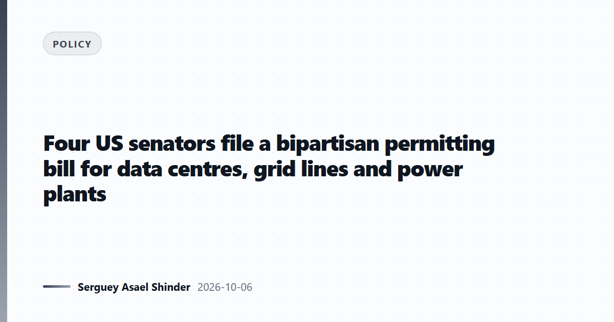 Four US senators file a bipartisan permitting bill for data centres, grid lines and power plants