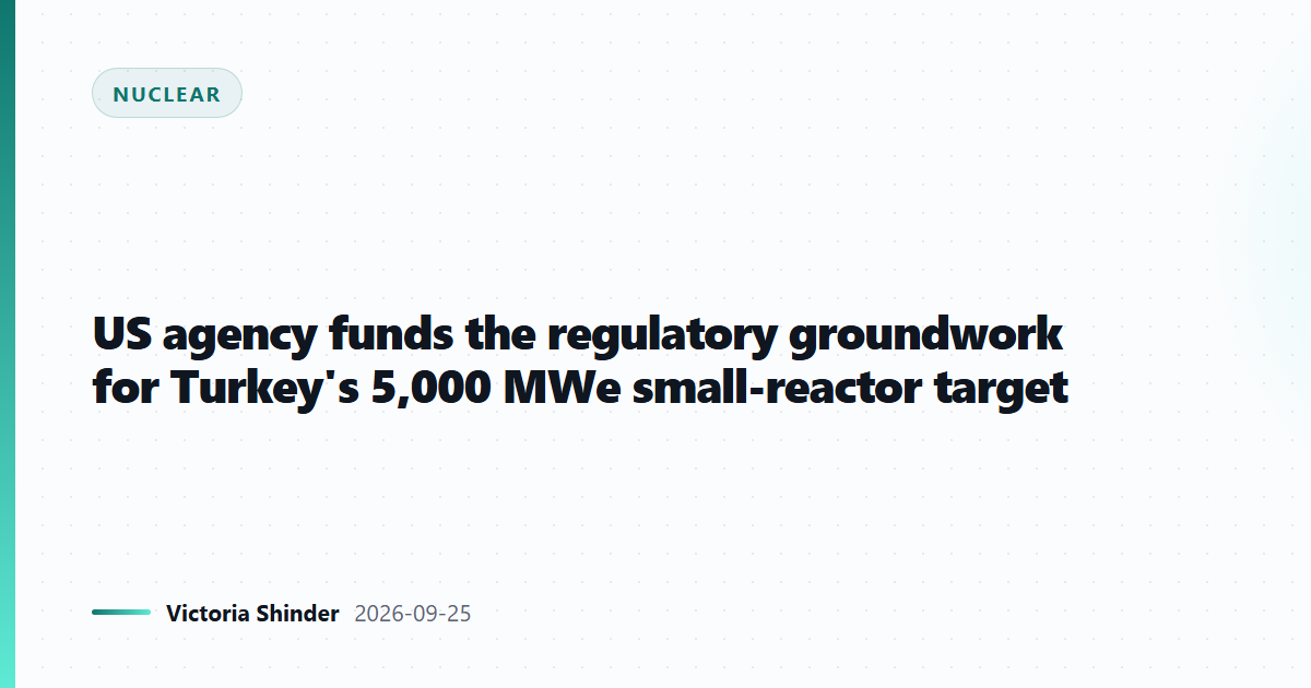 US agency funds the regulatory groundwork for Turkey's 5,000 MWe small-reactor target