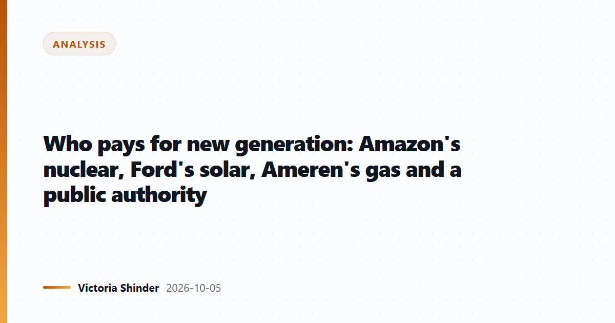Who pays for new generation: Amazon's nuclear, Ford's solar, Ameren's gas and a public authority